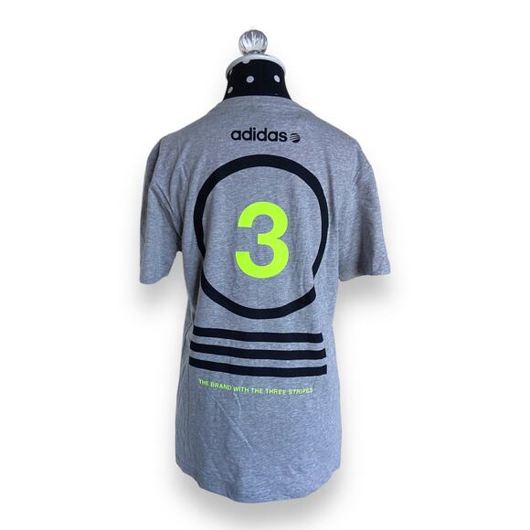 Adidas Neo Unisex Tee Sz S Gray M Circle 3 T Grey Black Neon Green NEW - Picture 1 of 6